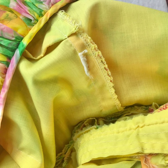 Vintage Chez Bea Square Dance Yellow Floral Dress - Picture 11 of 11